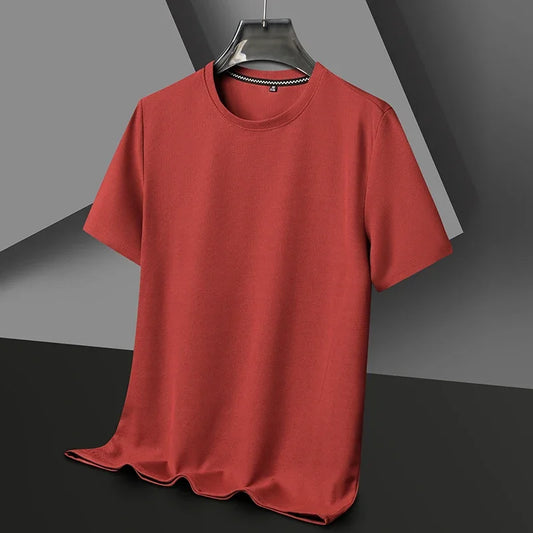 Camiseta de manga corta con cuello redondo y diseño de gofre para hombre, cómoda y transpirable, ideal para uso formal.