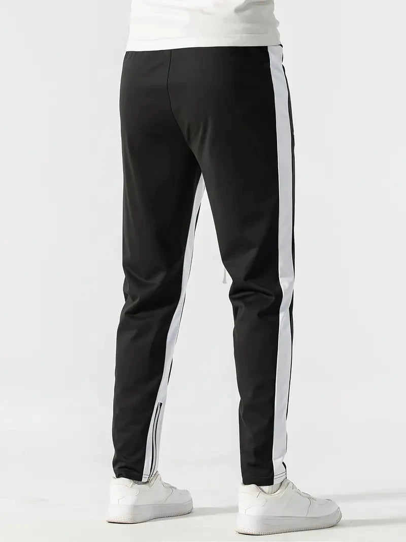 pantalones deportivos casuales para hombre, elegantes ajustados  con bolsillos con cremallera y cordón.