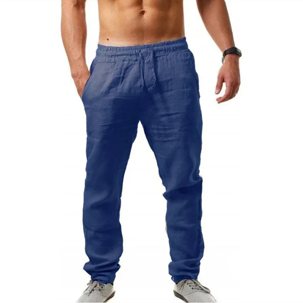 Pantalones casuales de verano para hombre, transpirables, de alta calidad, de chándal, de color sólido, para fitness, y correr.