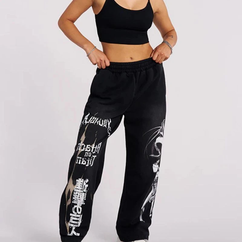 Pantalones casuales con estampado de ataque a los Titanes de Estados Unidos, ropa deportiva de anime para hombre y mujer, pantalones de marca de moda, pantalones de gimnasio de pierna ancha Harajuku Y2K