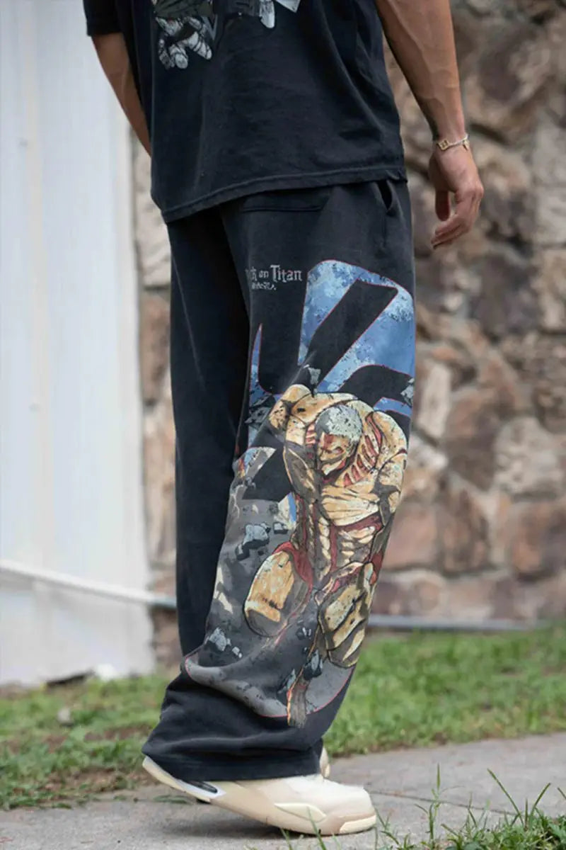 Pantalones casuales con estampado de ataque a los Titanes de Estados Unidos, ropa deportiva de anime para hombre y mujer, pantalones de marca de moda, pantalones de gimnasio de pierna ancha Harajuku Y2K