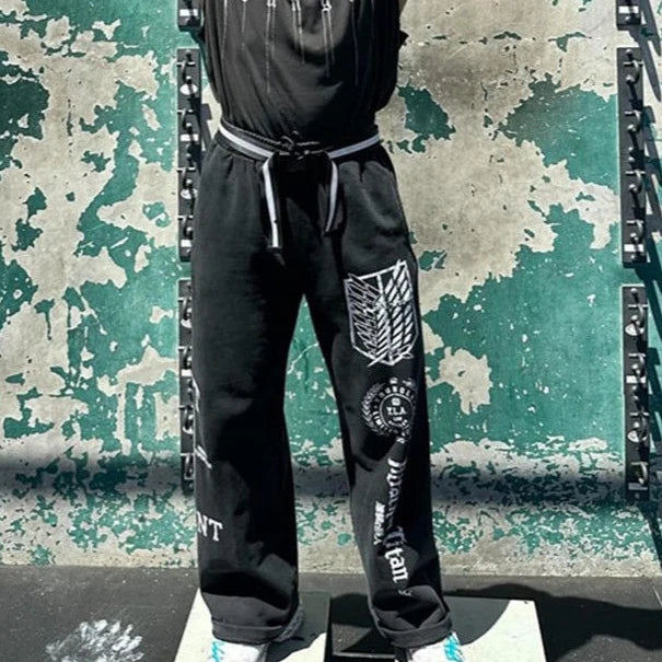 Pantalones casuales con estampado de ataque a los Titanes de Estados Unidos, ropa deportiva de anime para hombre y mujer, pantalones de marca de moda, pantalones de gimnasio de pierna ancha Harajuku Y2K