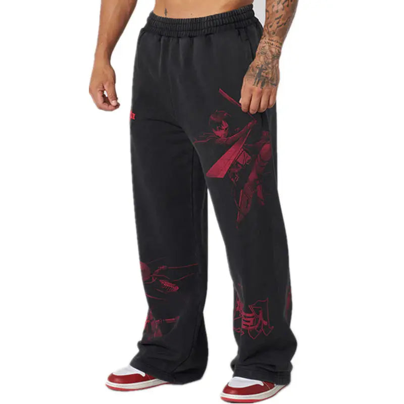 Pantalones casuales con estampado de ataque a los Titanes de Estados Unidos, ropa deportiva de anime para hombre y mujer, pantalones de marca de moda, pantalones de gimnasio de pierna ancha Harajuku Y2K