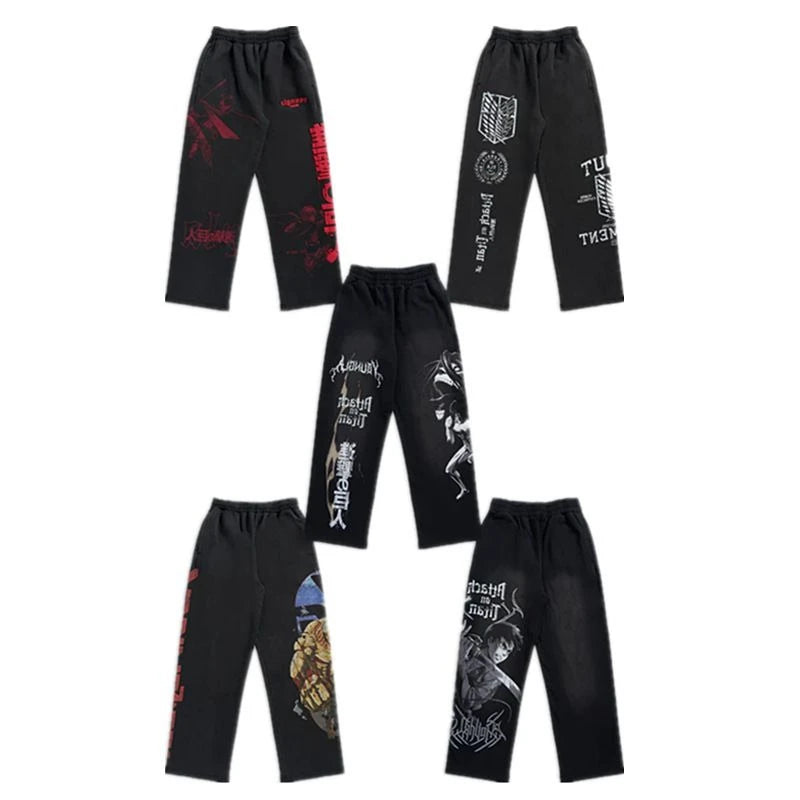 Pantalones casuales con estampado de ataque a los Titanes de Estados Unidos, ropa deportiva de anime para hombre y mujer, pantalones de marca de moda, pantalones de gimnasio de pierna ancha Harajuku Y2K