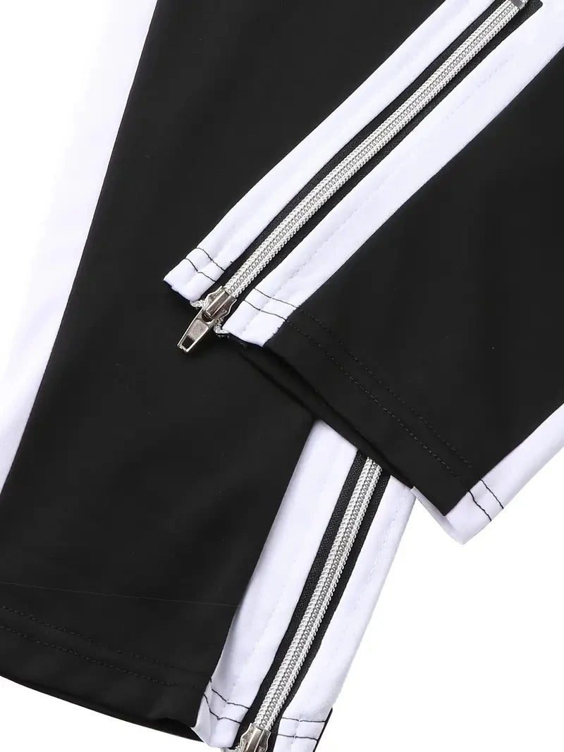 pantalones deportivos casuales para hombre, elegantes ajustados  con bolsillos con cremallera y cordón.