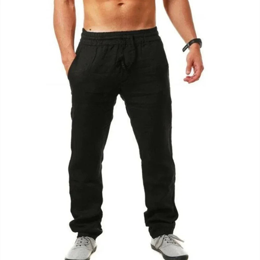 Pantalones casuales de verano para hombre, transpirables, de alta calidad, de chándal, de color sólido, para fitness, y correr.