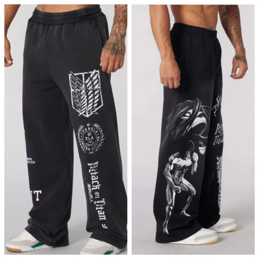 Pantalones deportivos de moda para jóvenes estadounidenses, colaboración con joggers de anime, estampado de rizo de algodón, pantalones casuales de pierna ancha,