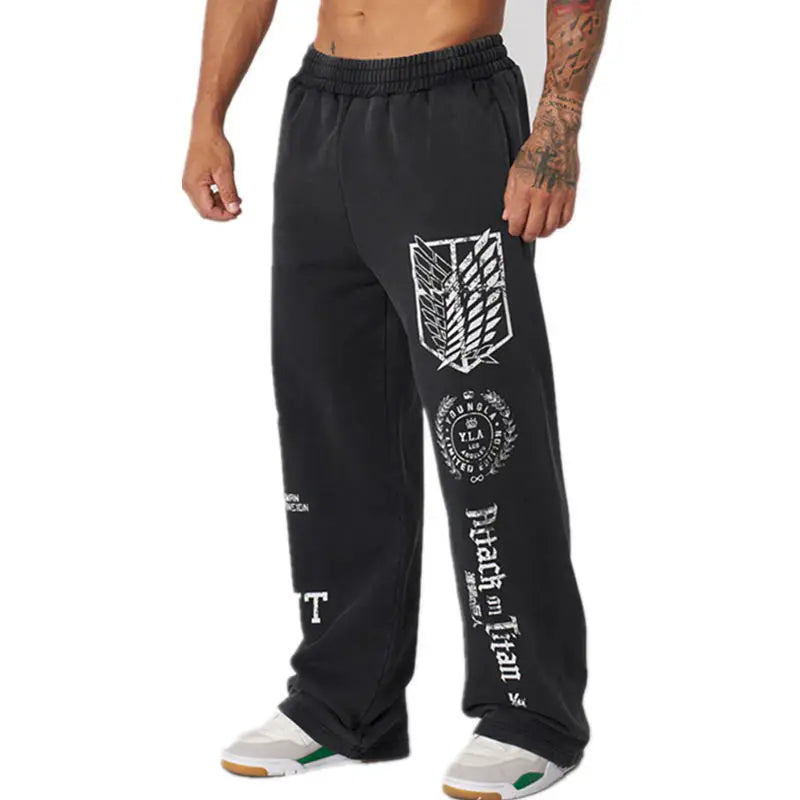 Pantalones casuales con estampado de ataque a los Titanes de Estados Unidos, ropa deportiva de anime para hombre y mujer, pantalones de marca de moda, pantalones de gimnasio de pierna ancha Harajuku Y2K