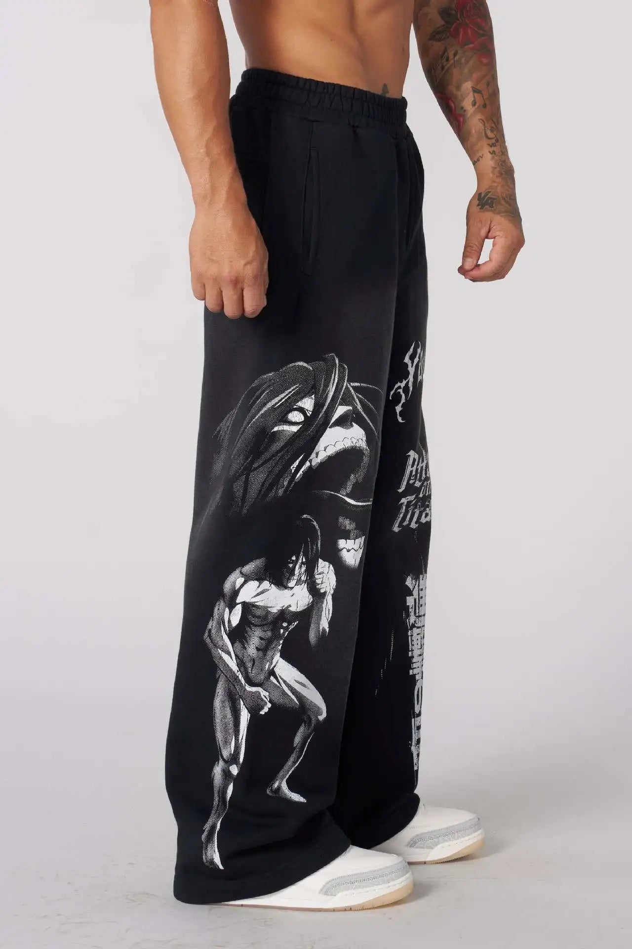 Pantalones deportivos de moda para jóvenes estadounidenses, colaboración con joggers de anime, estampado de rizo de algodón, pantalones casuales de pierna ancha,