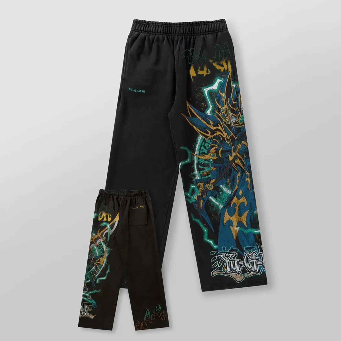 Pantalones colgados de dragón blanco de ojos azules Y2K para hombre, estilo popular, de pierna ancha, estilo informal, estilo Harajuku.