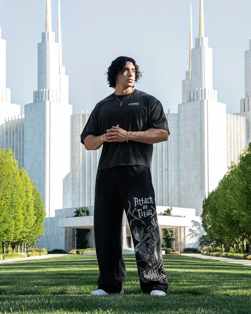 Pantalones casuales con estampado de ataque a los Titanes de Estados Unidos, ropa deportiva de anime para hombre y mujer, pantalones de marca de moda, pantalones de gimnasio de pierna ancha Harajuku Y2K