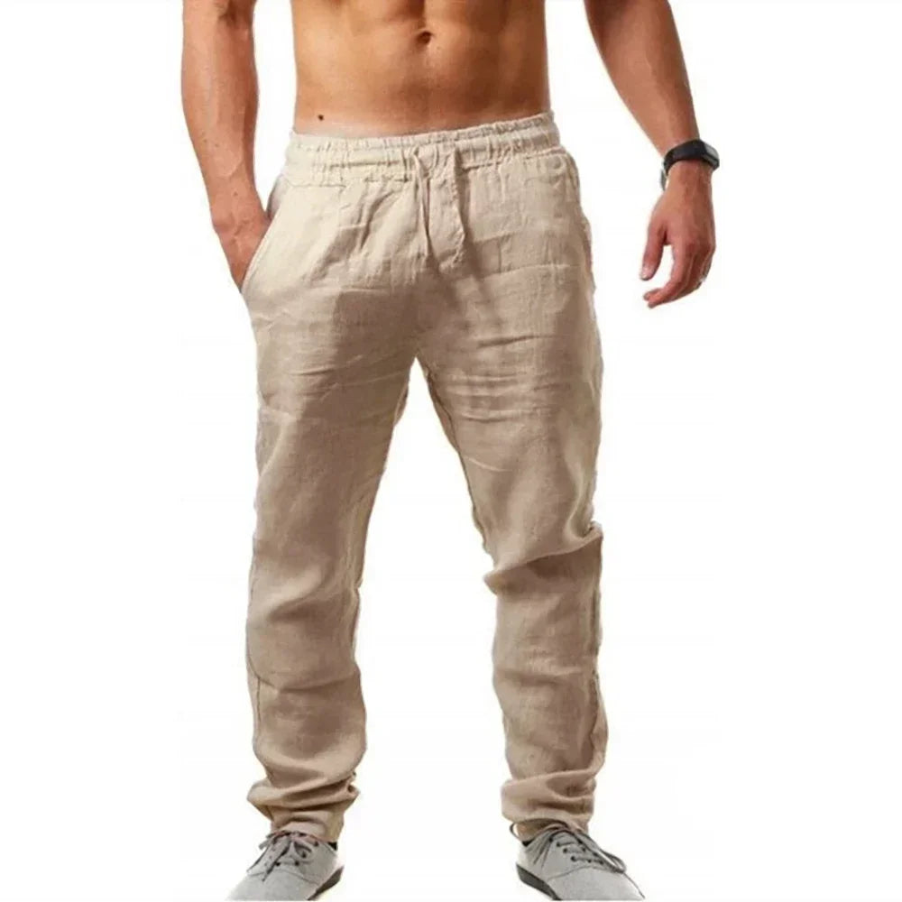 Pantalones casuales de verano para hombre, transpirables, de alta calidad, de chándal, de color sólido, para fitness, y correr.