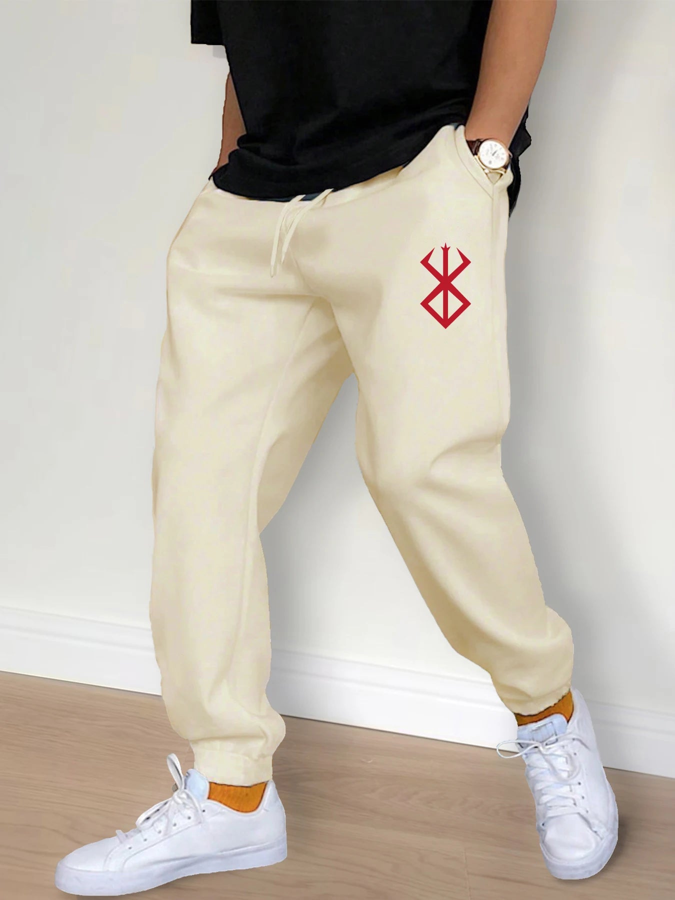 Pantalones casuales de moda para hombre, con cordón, deportivos para entrenamiento, correr, gimnasio, fitness.