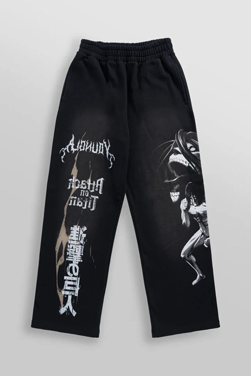 Pantalones casuales con estampado de ataque a los Titanes de Estados Unidos, ropa deportiva de anime para hombre y mujer, pantalones de marca de moda, pantalones de gimnasio de pierna ancha Harajuku Y2K