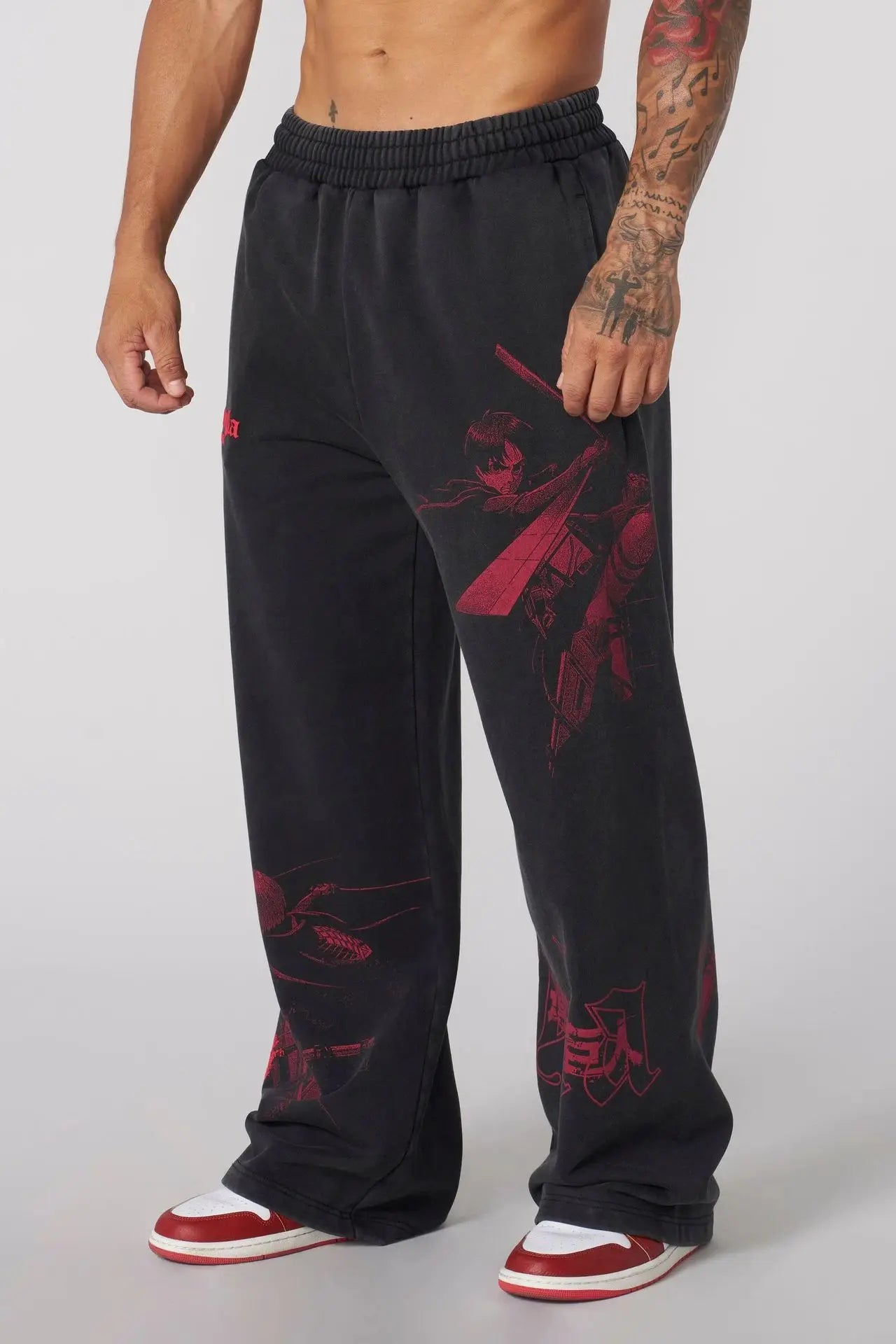 Pantalones deportivos de moda para jóvenes estadounidenses, colaboración con joggers de anime, estampado de rizo de algodón, pantalones casuales de pierna ancha,
