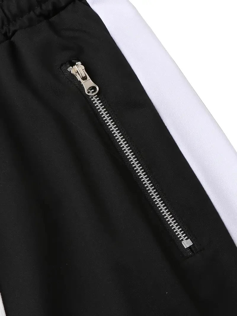 pantalones deportivos casuales para hombre, elegantes ajustados  con bolsillos con cremallera y cordón.