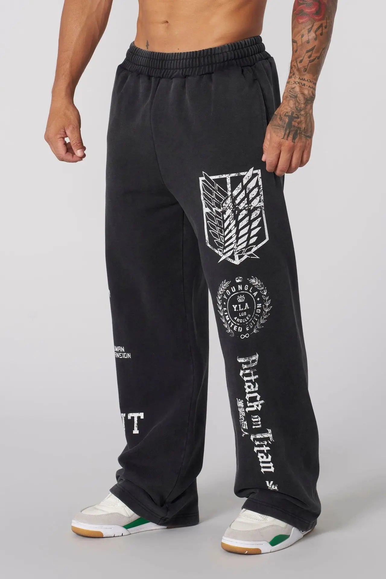 Pantalones deportivos de moda para jóvenes estadounidenses, colaboración con joggers de anime, estampado de rizo de algodón, pantalones casuales de pierna ancha,