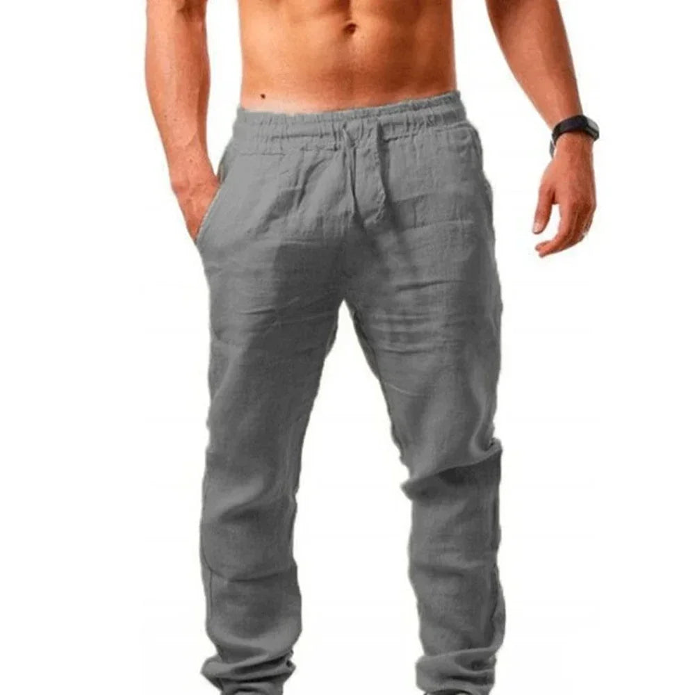 Pantalones casuales de verano para hombre, transpirables, de alta calidad, de chándal, de color sólido, para fitness, y correr.