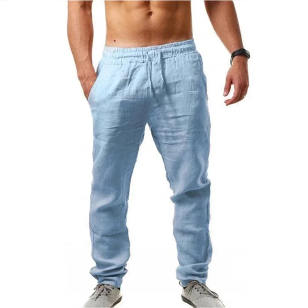 Pantalones casuales de verano para hombre, transpirables, de alta calidad, de chándal, de color sólido, para fitness, y correr.