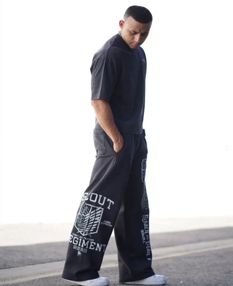 Pantalones casuales con estampado de ataque a los Titanes de Estados Unidos, ropa deportiva de anime para hombre y mujer, pantalones de marca de moda, pantalones de gimnasio de pierna ancha Harajuku Y2K